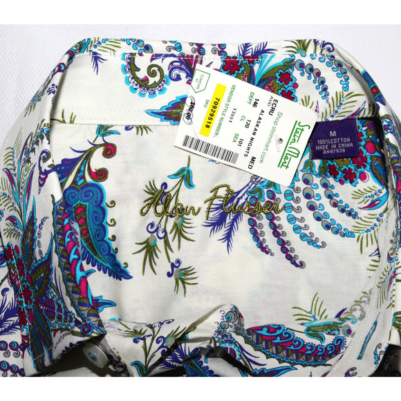 Alan Flusser Men's Long Sleeve Button Front Casual Paisley Shirt Size Medium - Picture 7 of 8